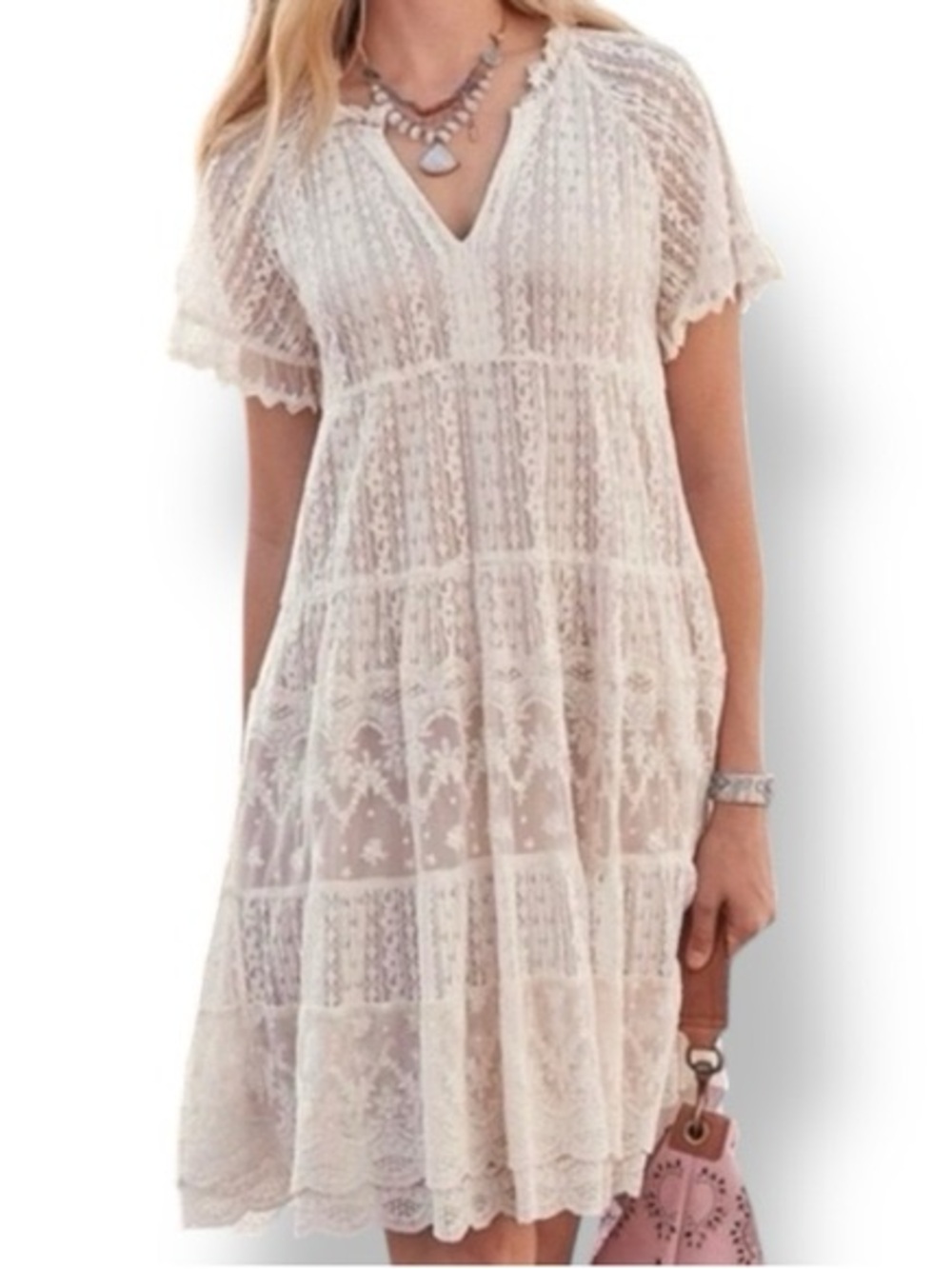 Sundance Touch Of Lace Dress Size Medium Coquette Romantic Whimsical Cottagecore